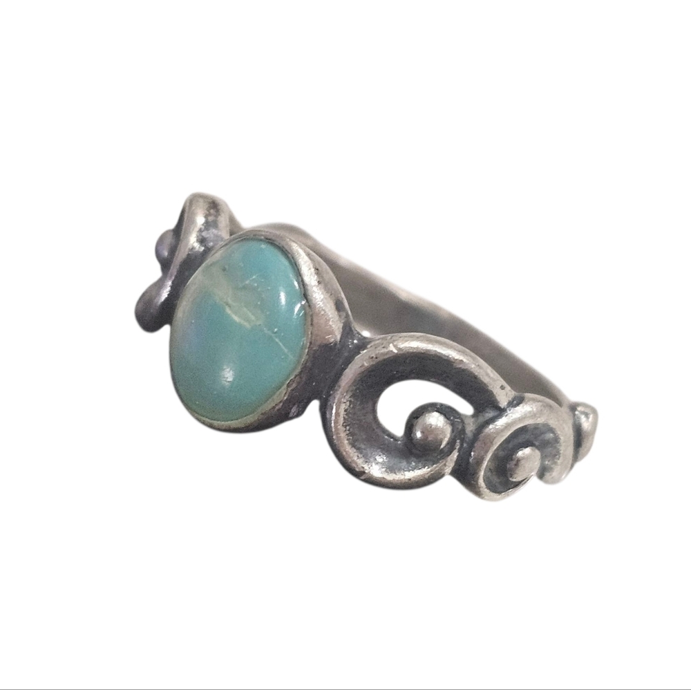 Carolyn Pollack Sterling Silver & Turquoise Scroll Ring 7